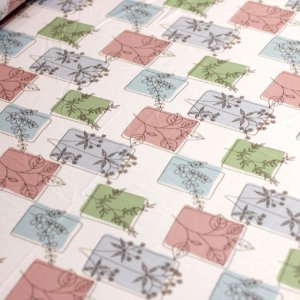 Ткань для халатов Армани шелк «Панно Веточка» цвет молочный