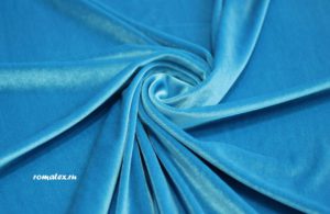 Обивочная ткань для дивана Бархат стрейч цвет голубой