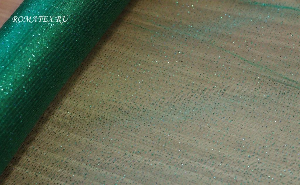Ткань сетка глиттер цвет зеленый