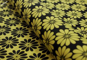 Ткань для жилета Жаккард «Ромашки» цвет жёлтый